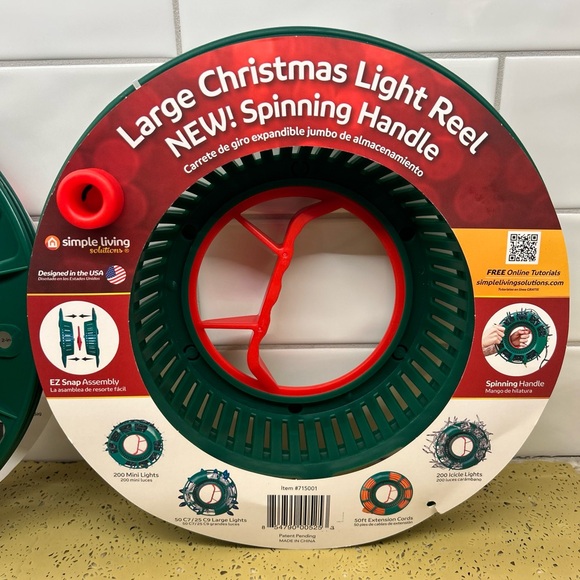 Simple Living 715001 Christmas Light & Ext. Cord Spinning Storage Reel Set of 2 - Picture 2 of 3